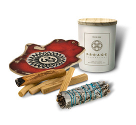 Zestaw naturalne kadzidła+świeca sojowa+podstawka ceramiczna